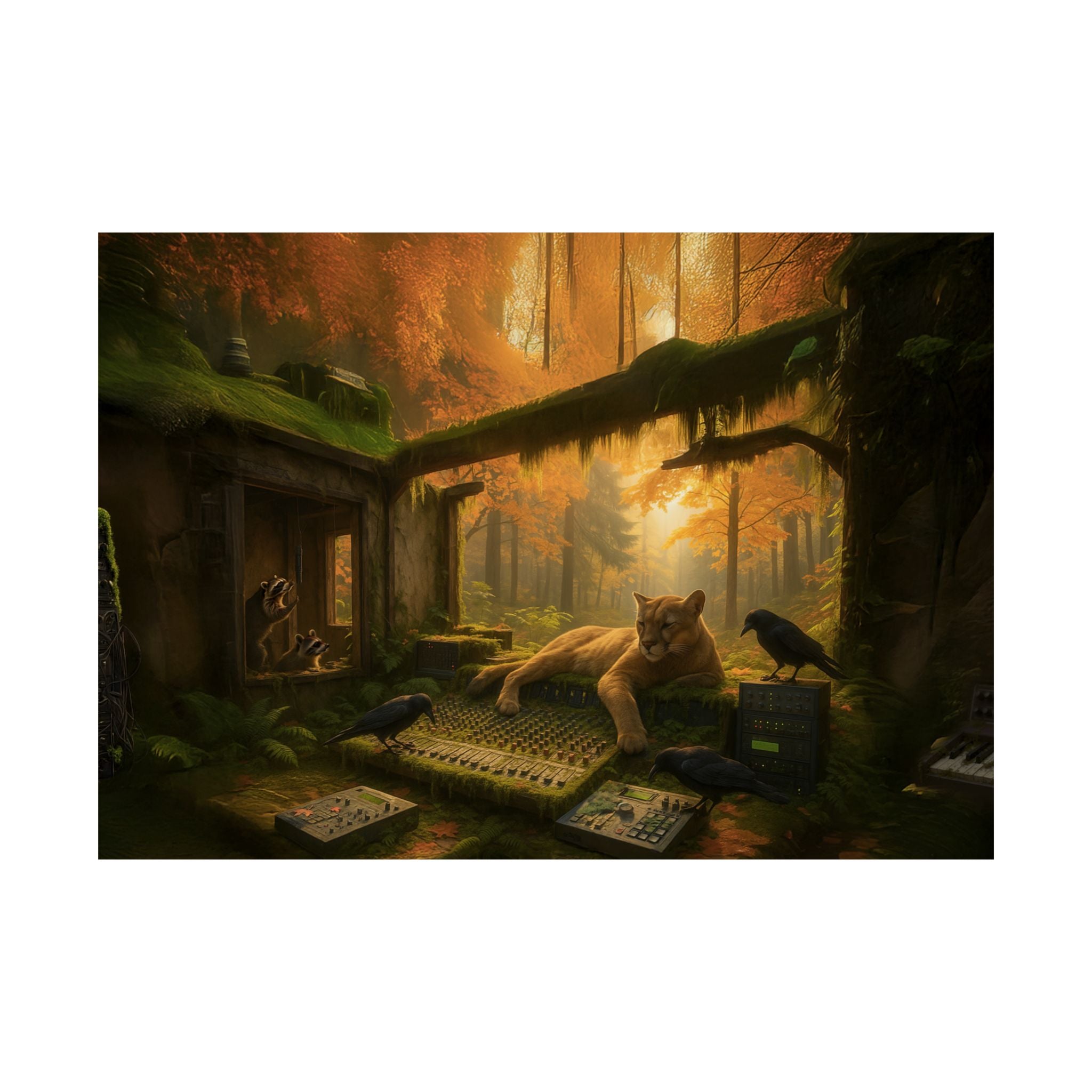 Autumn Forest Studio Wildlife Art Poster