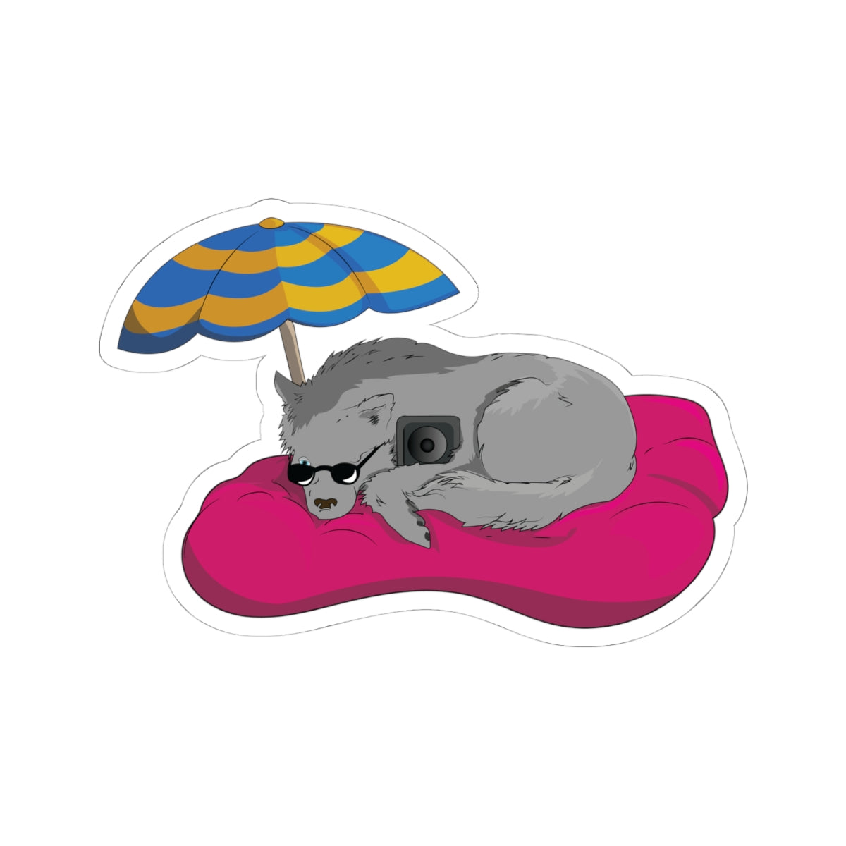 Floating Summer Wolf Sticker | Chill Malamute With Shades