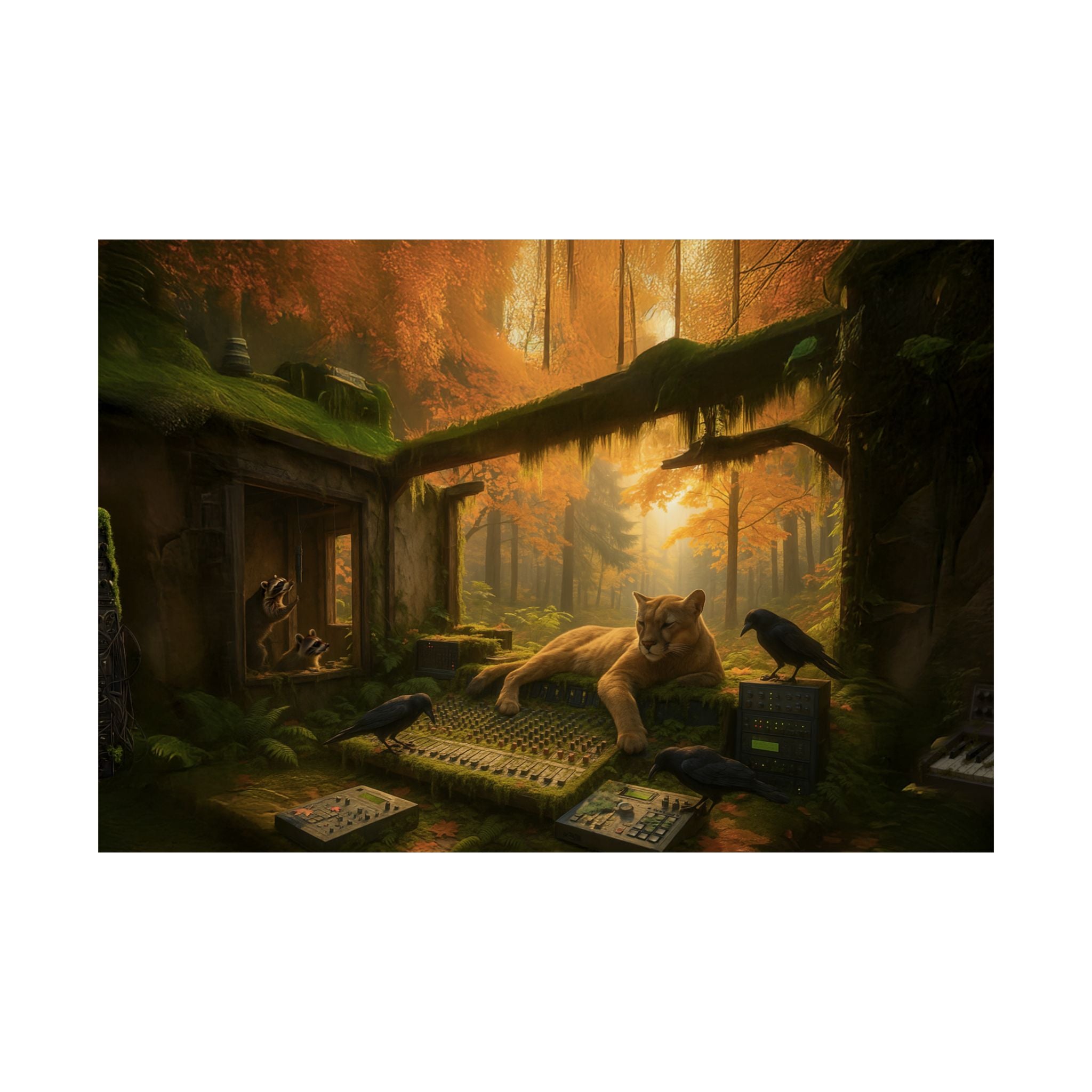 Autumn Forest Studio Wildlife Art Poster