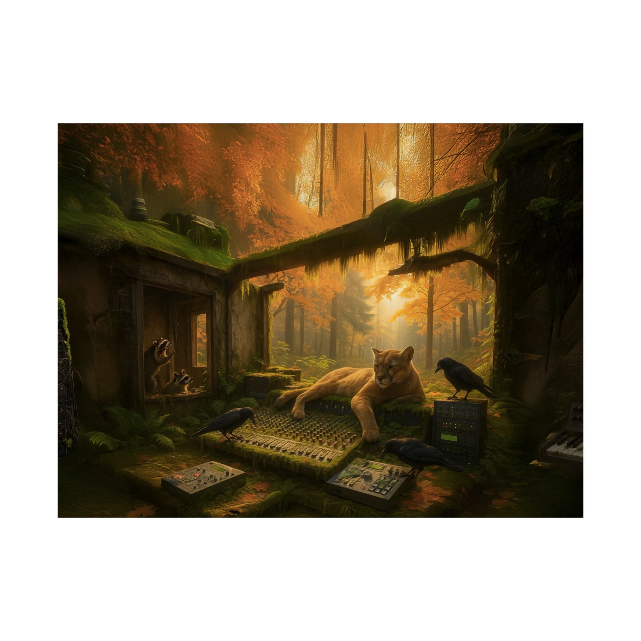 Autumn Forest Studio Wildlife Art Poster