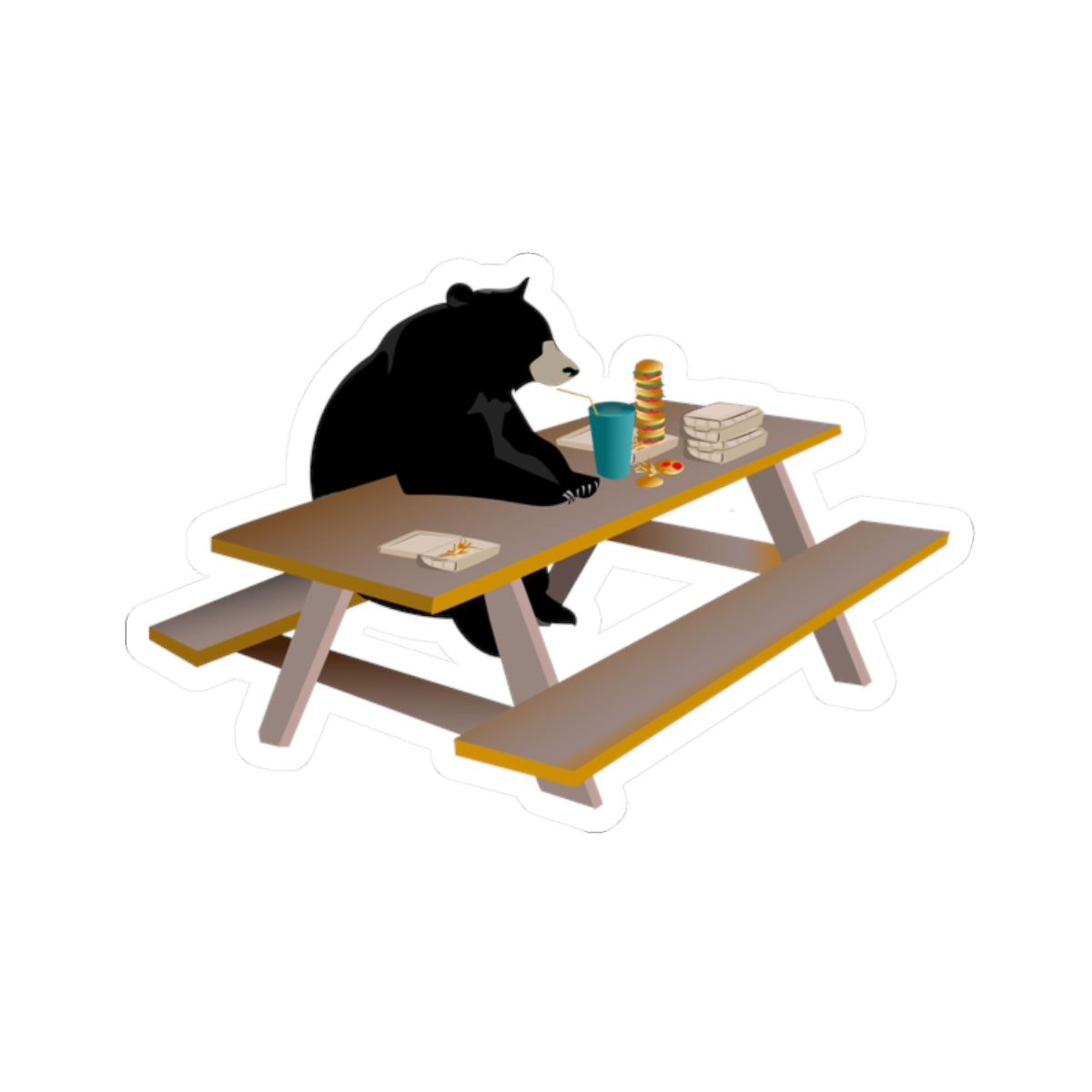 Black Bear Picnic Sticker | Camping Illustration