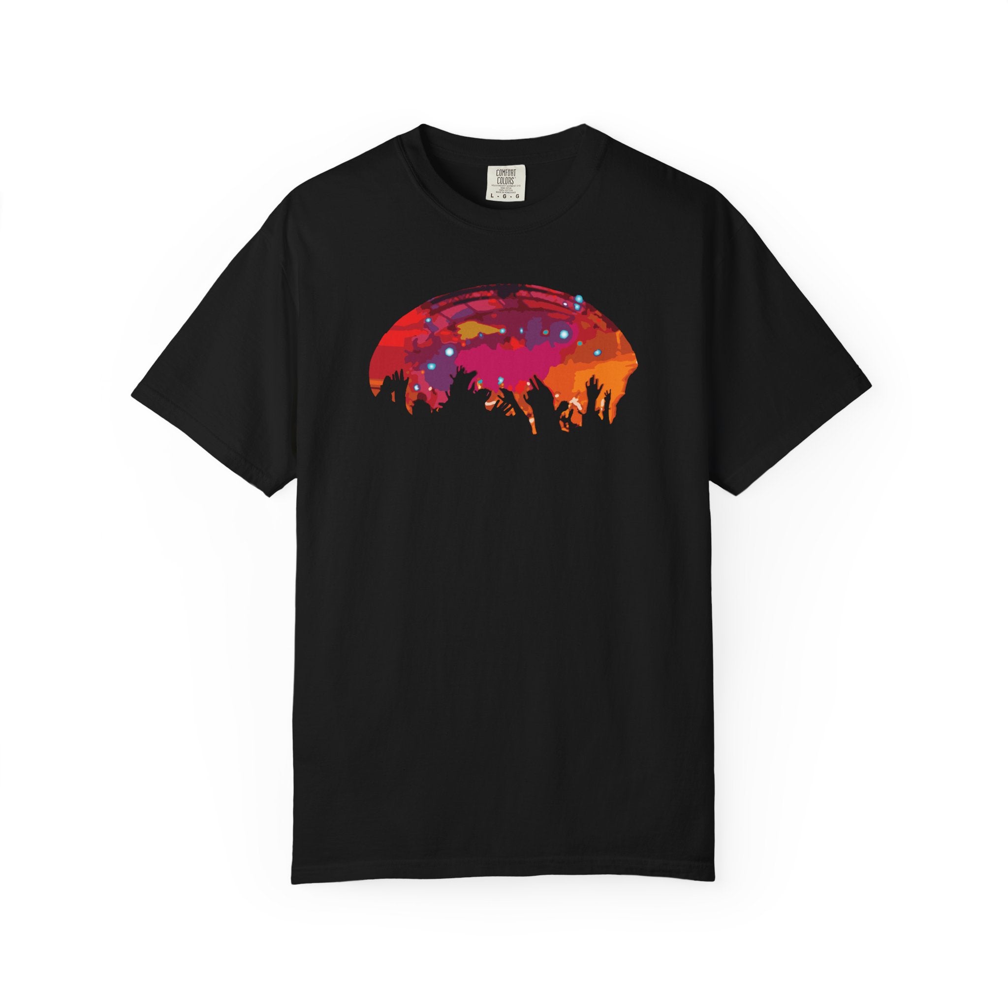 Retro Music Festival T-Shirt | Colorful Concert Nightscape Graphic Tee