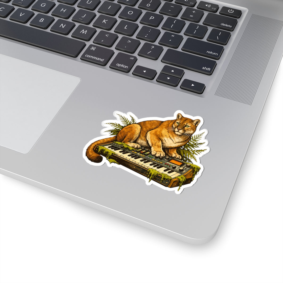 Cougar on Vintage Synth Sticker | Retro Keyboard Nature Decal