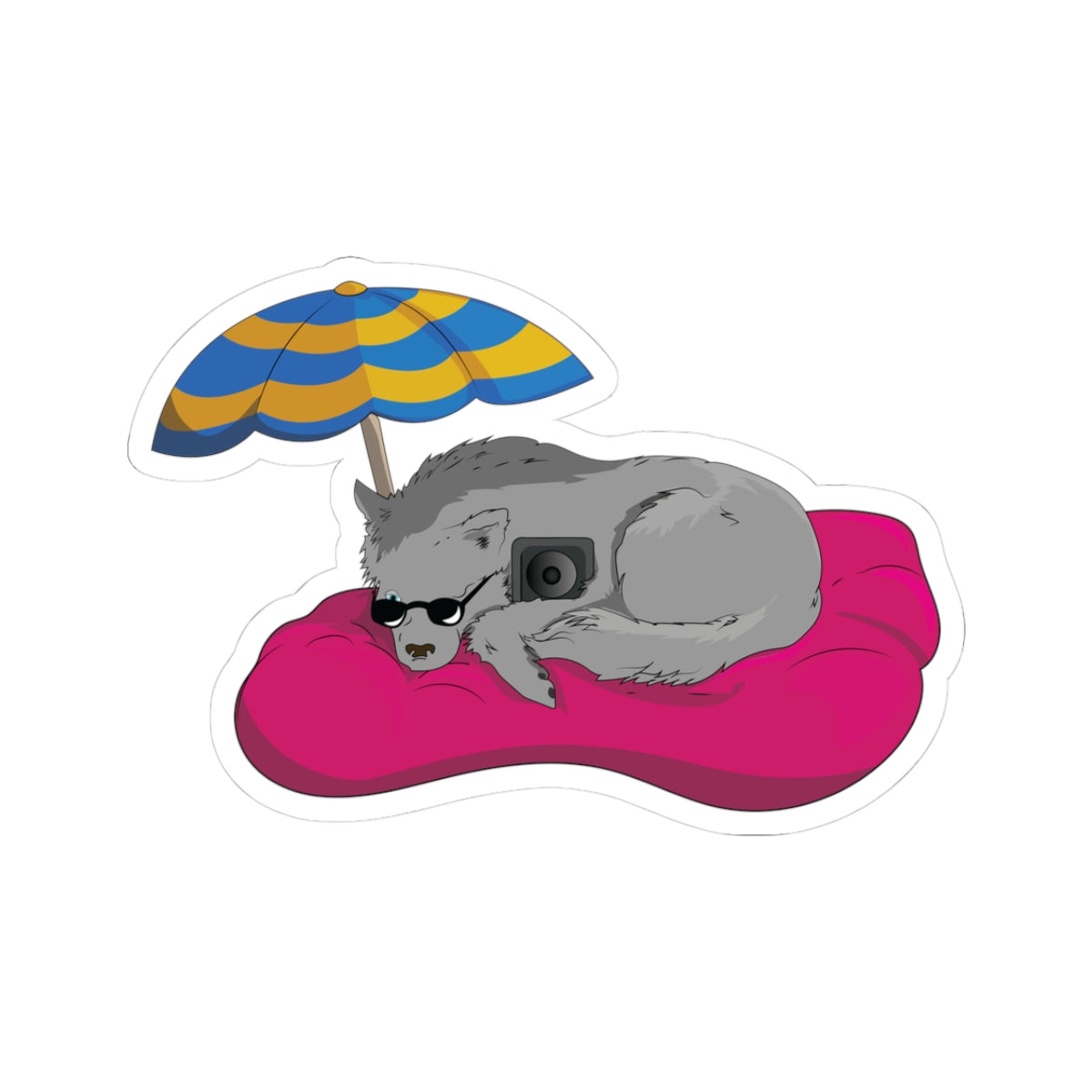 Floating Summer Wolf Sticker | Chill Malamute With Shades