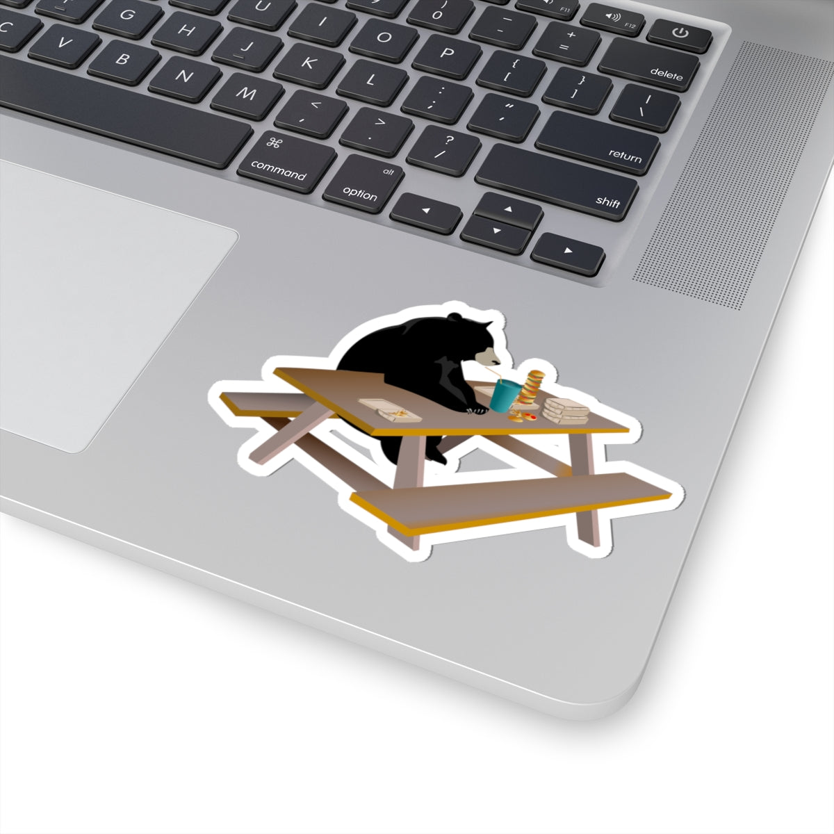 Black Bear Picnic Sticker | Camping Illustration